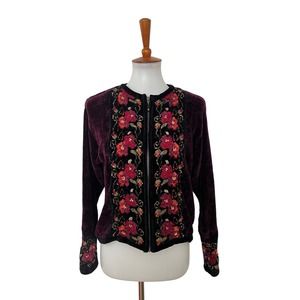 Icelandic Design Nordic Zip Front Cardigan Sweater Floral Medium
